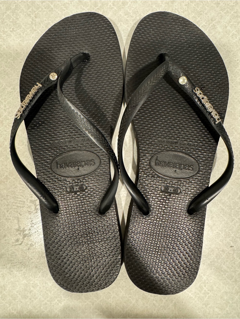Havaianas Women's Flip Flops with Crystal- Black